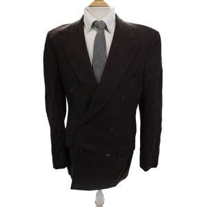 Ermenegildo Zegna Mens Brown Plaid Suit Jacket 90s Size 40